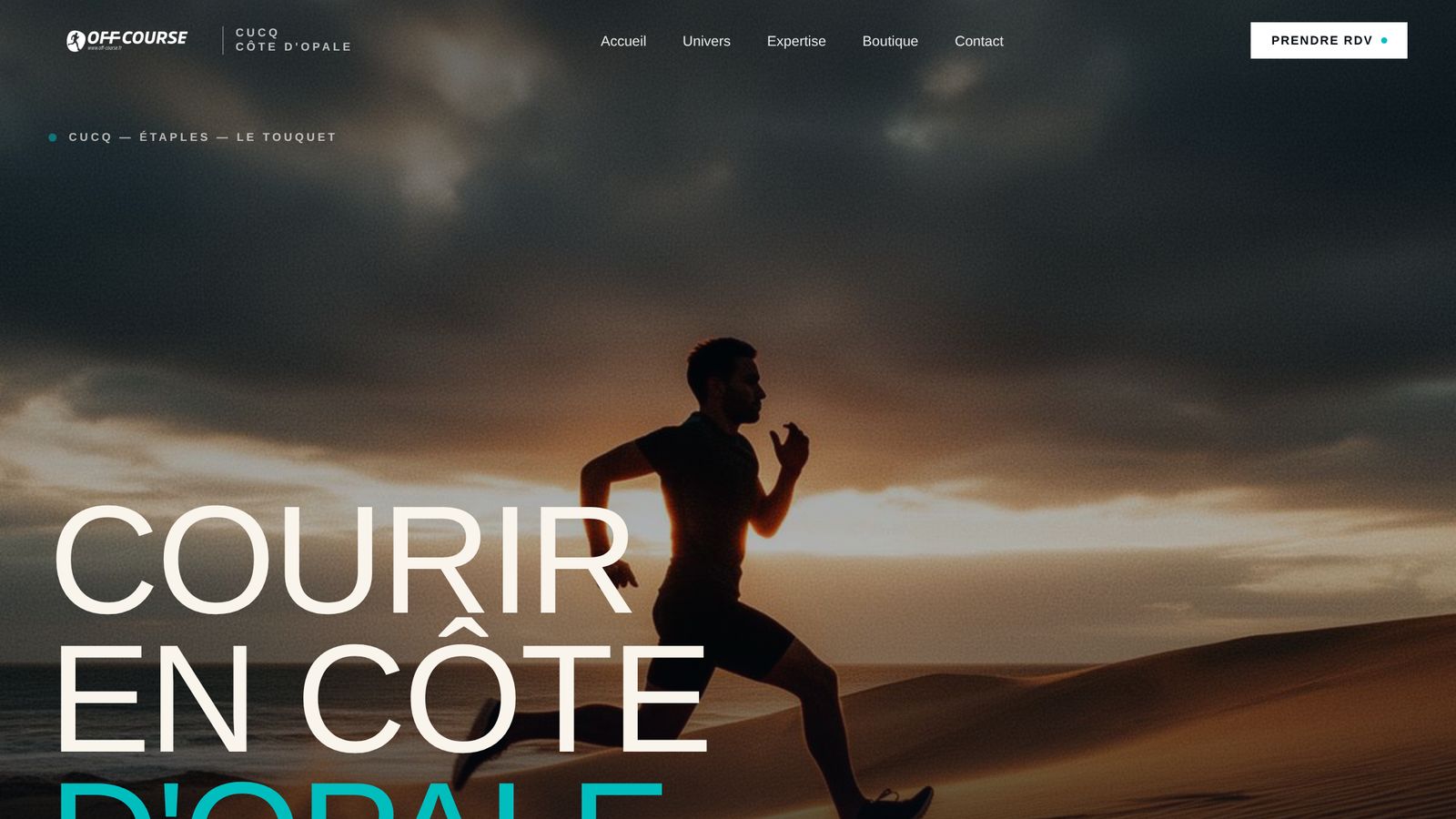 Page d'accueil du site internet Off Course Cucq réalisé par TEMPO — Boutique de prêt-à-porter — Cucq / Stella-Plage