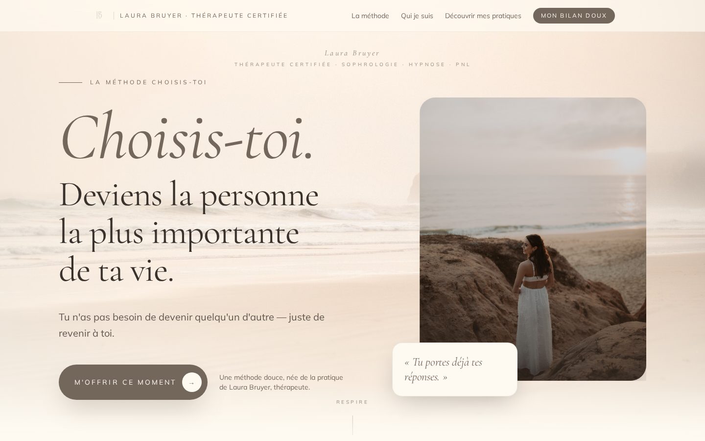 Landing page de la méthode Choisis-toi de la thérapeute Laura Bruyer